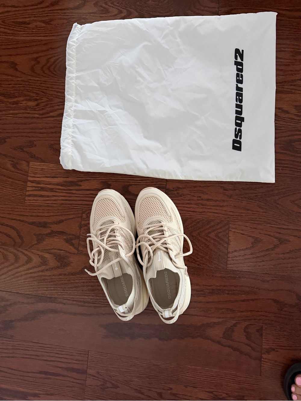 DSQUARED2 Men’s Cream Mesh Lace-Up Sneakers